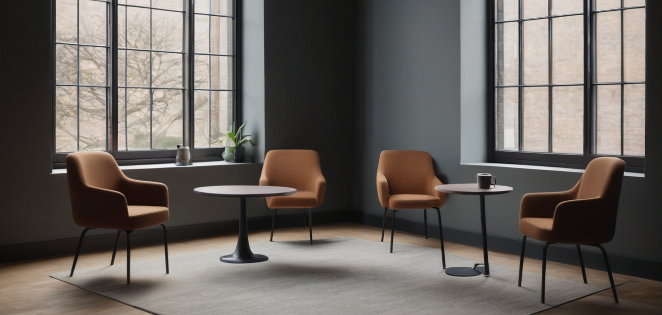 Ambiente acolhedor preparado para uma conversa profissional